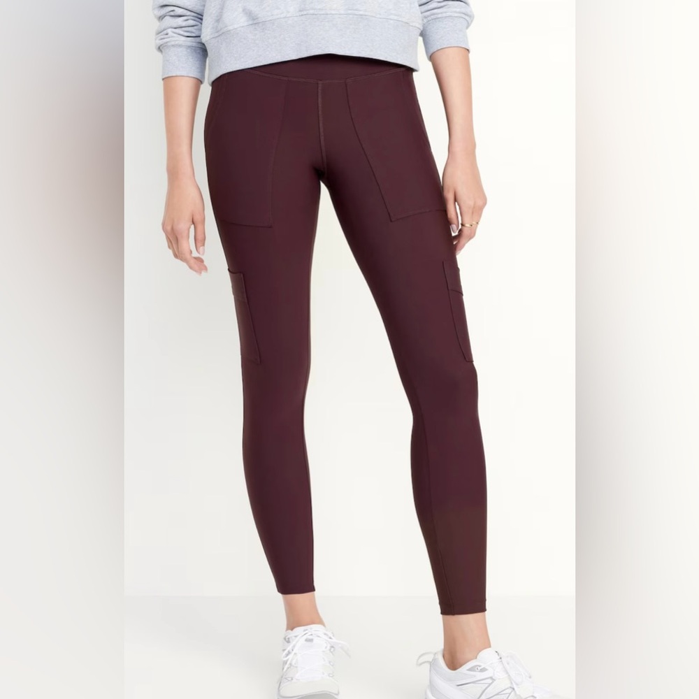 * New Old Navy Burgundy Maroon High Rise 7/8 Length Leggings *